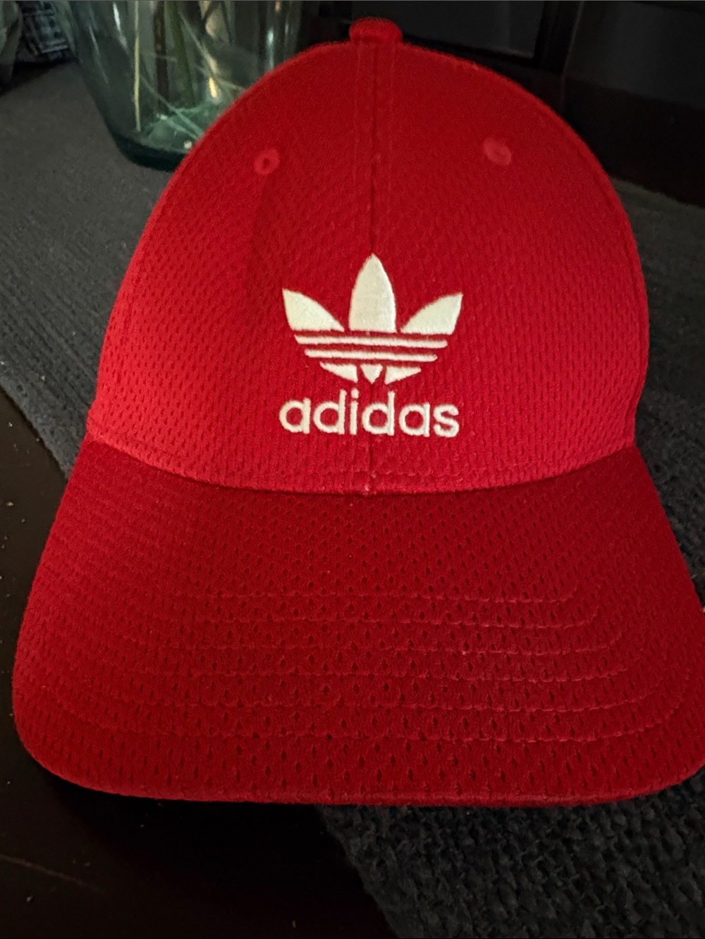 adidas Red Mesh Trefoil Cap with White Logo